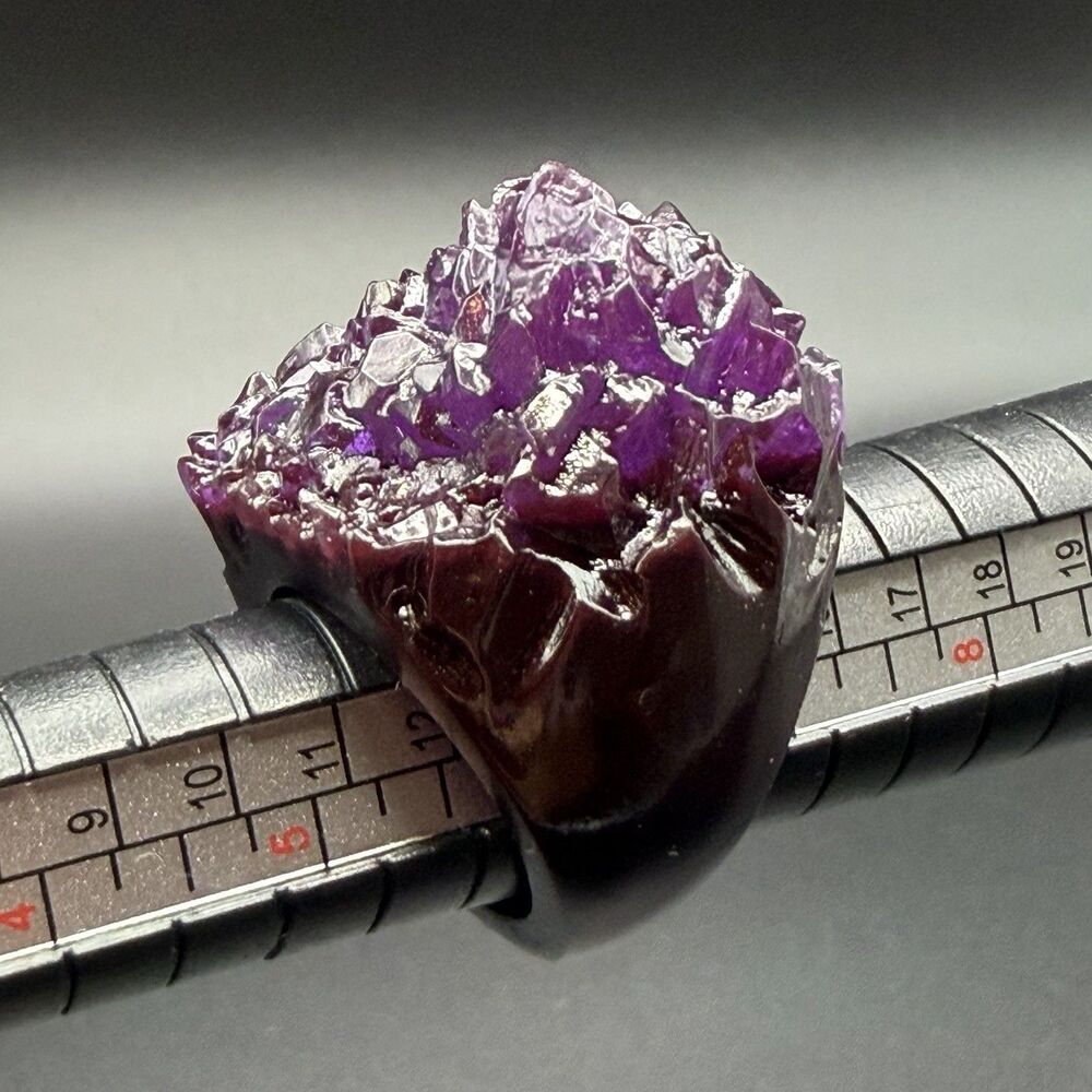 Y2K Chunky Purple Plastic Ring Size 6 Faux Amethyst Resin Crystal Statement